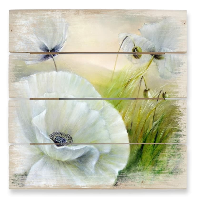 Cuadro de madera Schmucker - Amapola blanca - 40x41,5 cm