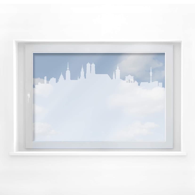 Decoración de ventanas con el horizonte de Múnich