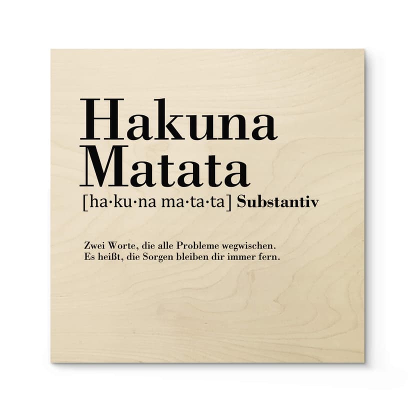 Cuadro de madera gramática Hakuna Matata - Cuadrado