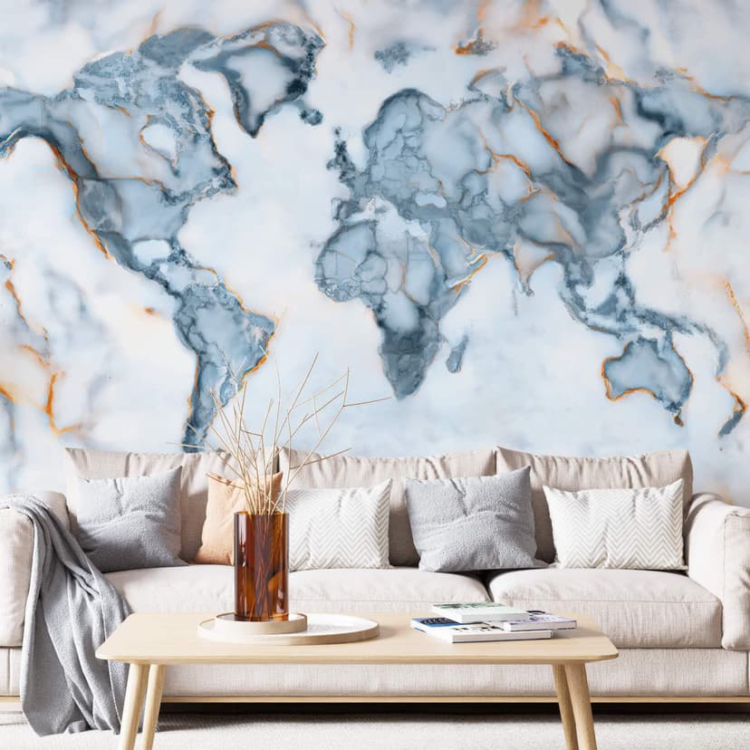 Fotomural Mielu - mapa del mundo de mármol