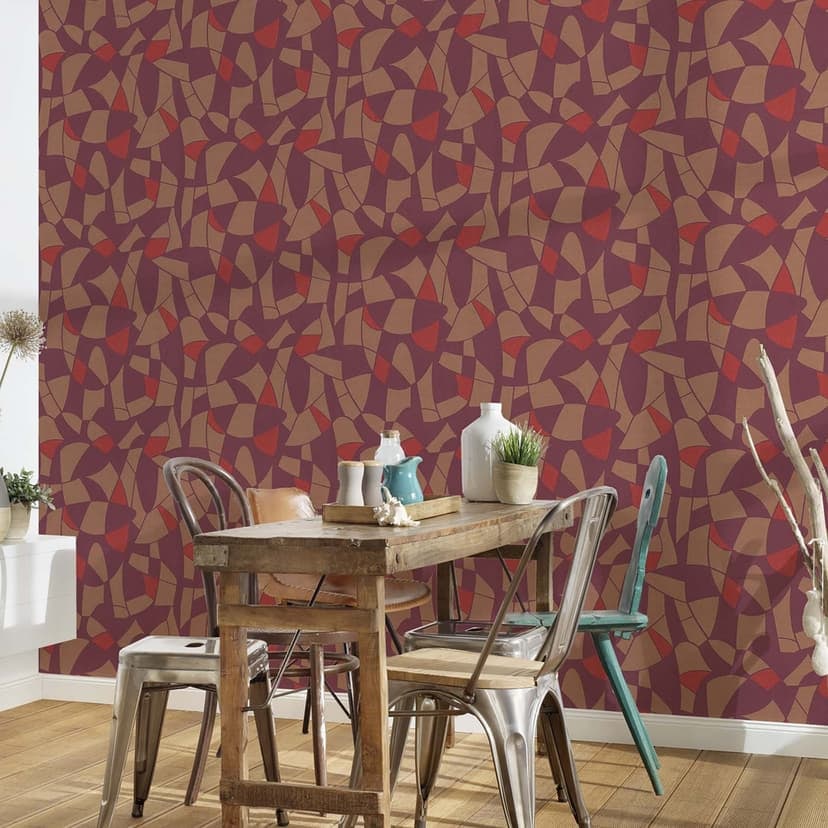 Papel pintado vintage cocina morado marrón rojo - Papel pintado tejido-no tejido con diseño de motivos