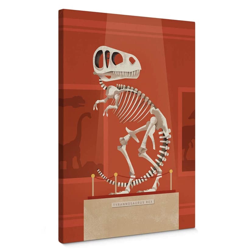 Lienzo habitación infantil - Esqueleto T-Rex - Marrón