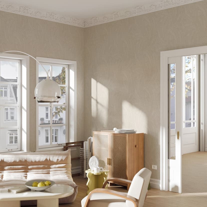 Papel pintado motivo hoja Elysium beige