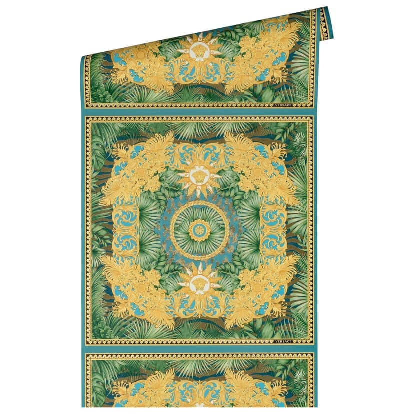Versace Home papel pintado jungla oro verde de diseño papel pintado no tejido de lujo hojas de palmera