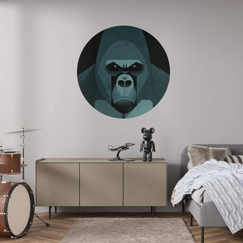 Vinilo decorativo Gorila - Marrón - Redondo