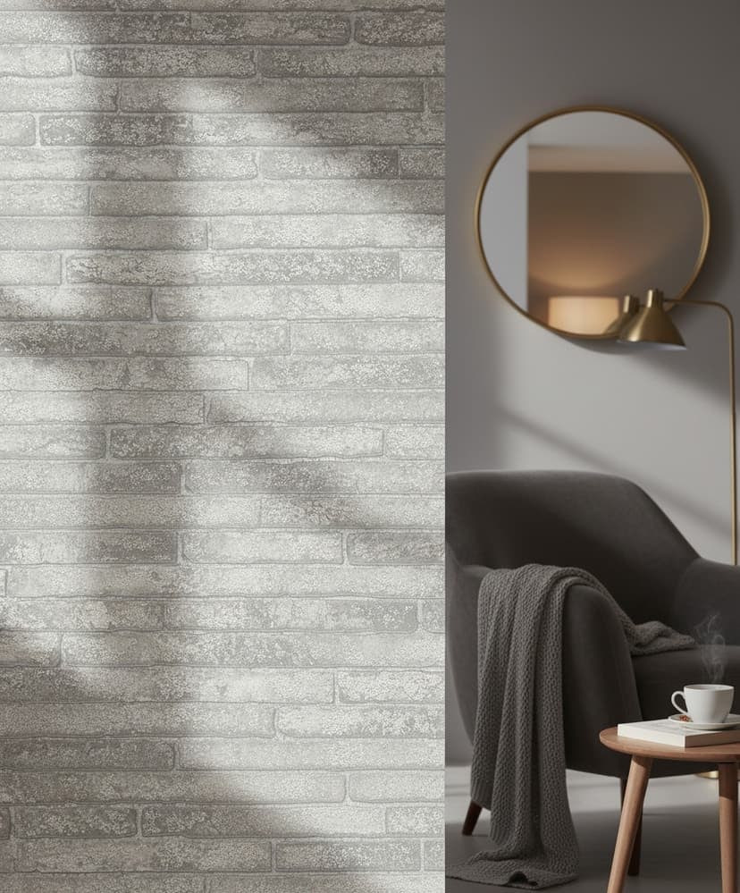 Papel pintado no tejido efecto piedra moderno en gris