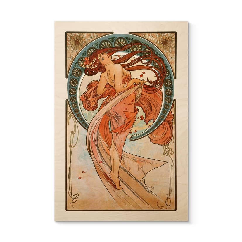 Cuadro de madera de Mucha - Cuatro artes: La Danza