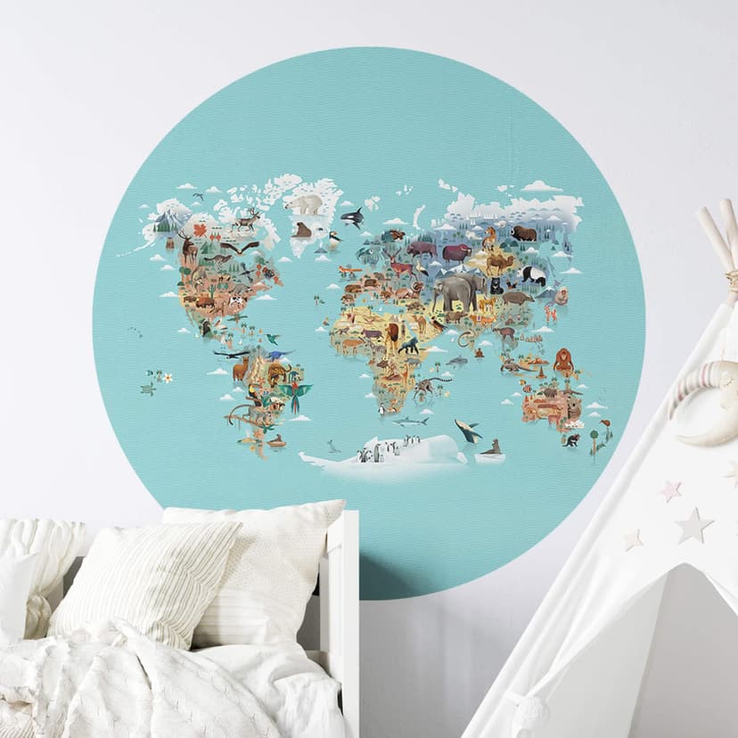 Vinilo decorativo Mapa del mundo - Marrón - Redondo