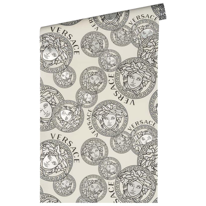 Versace Home Designe papel pintado de lujo negro blanco cabeza de medusa papel pintado patrón