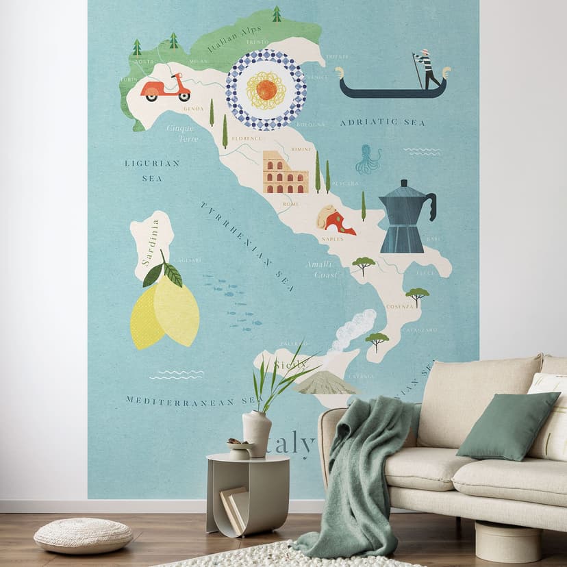 Fotomural mapa de Italia - papel pintado de viajes - Ríos
