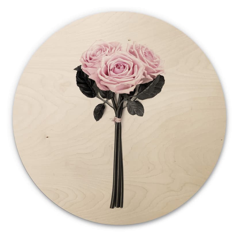 Cuadro de madera Kubistika - Rosas silvestres - Redondo