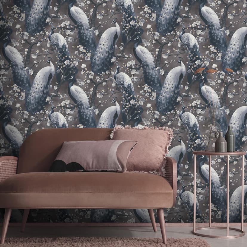 Papel pintado moderno de tejido-no tejido con motivos de animales en marrón