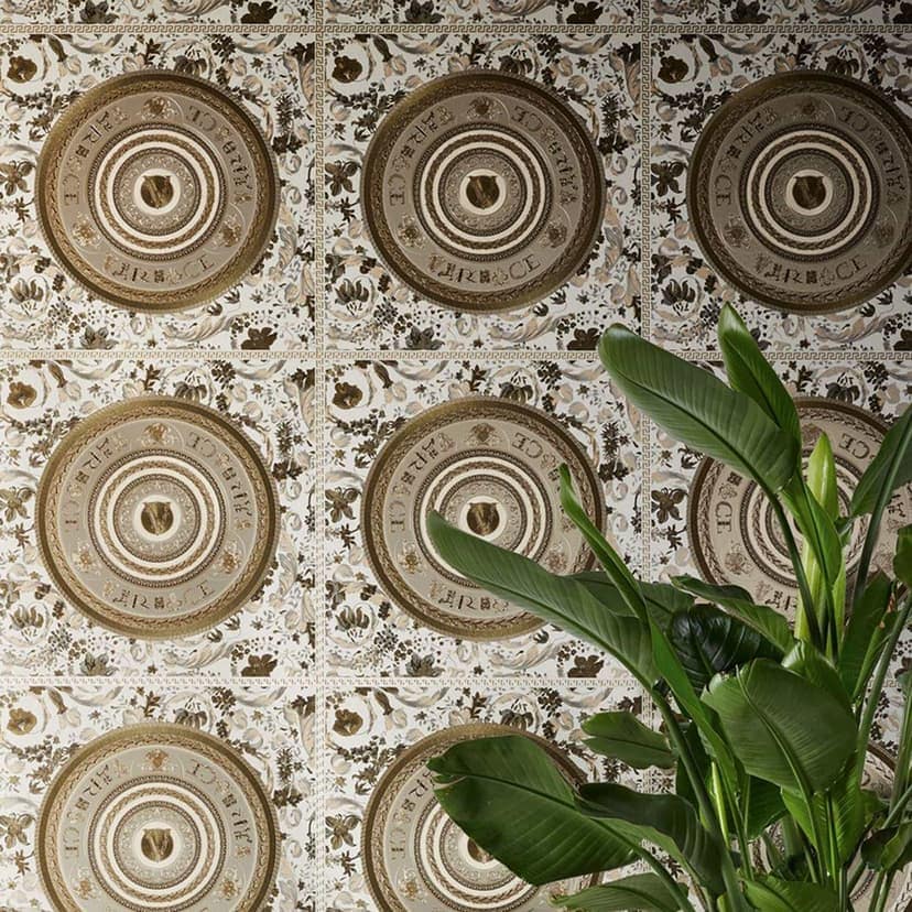 Papel pintado de diseño floral Versace Home marrón oro papel pintado no tejido de lujo con flores