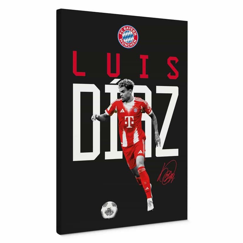Lienzo del jugador del FC Bayern Luis Díaz 2025/26