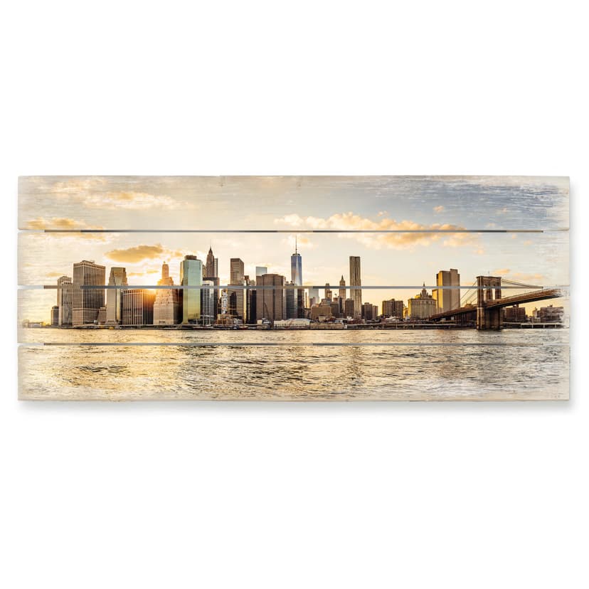Cuadro de madera Atardecer en Manhattan - 40x41,5 cm