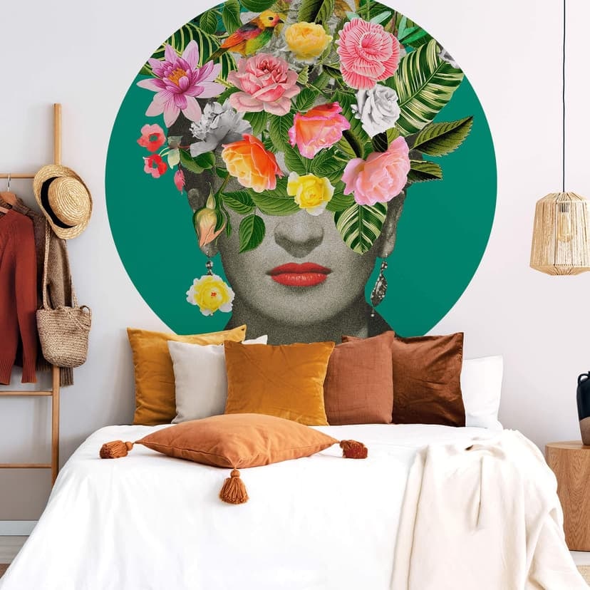 Fotomural de Frida Floral Studio - Retrato Frida - Redondo - Papel pintado autoadhesivo/no tejido