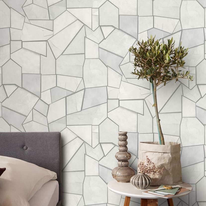 Papel pintado no tejido MOSAIQUE Elle Decoration 4, gris claro