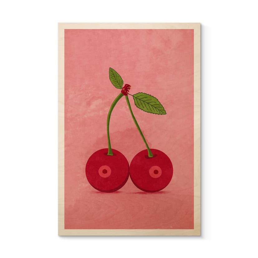 Cuadro de madera Cerezas sensuales | Feminismo - Oltmanns
