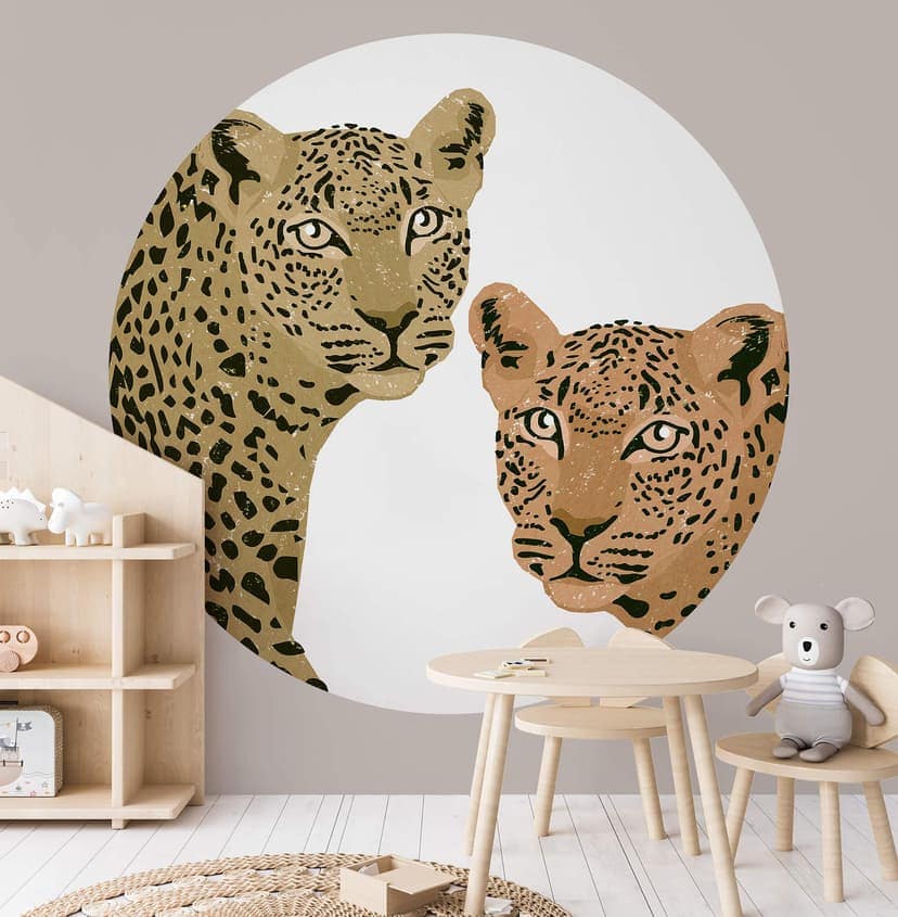 Goed Blauw - Los leopardos - fotomural redondo - Papel pintado autoadhesivo/no tejido