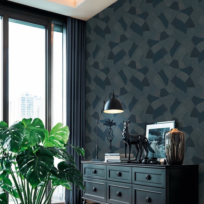 Papel pintado no tejido formas geométricas azul beige papel pintado papel pintado geométrico
