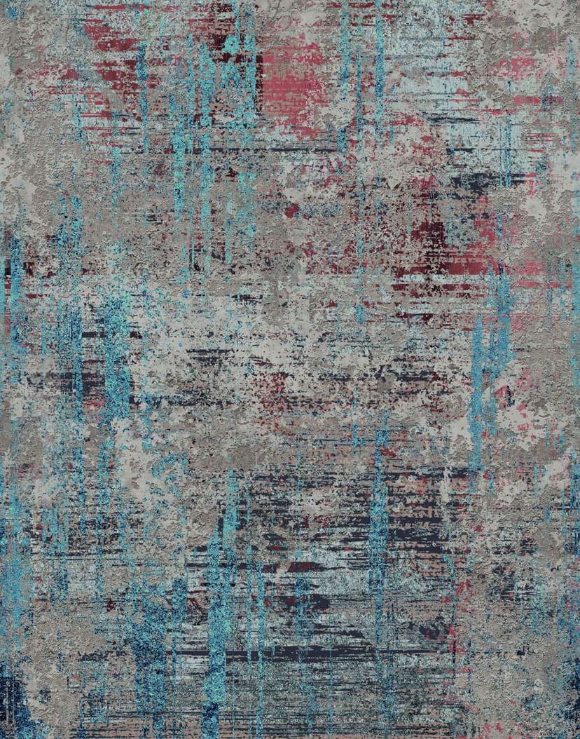 Fotomurale Abstracto aspecto hormigón en gris con azul y rojo óxido en usado 2,7 x 2,12 m