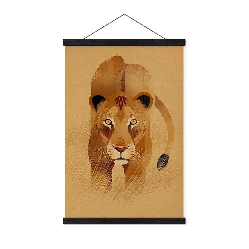 Póster de tela para habitación infantil - Leona - Marrón