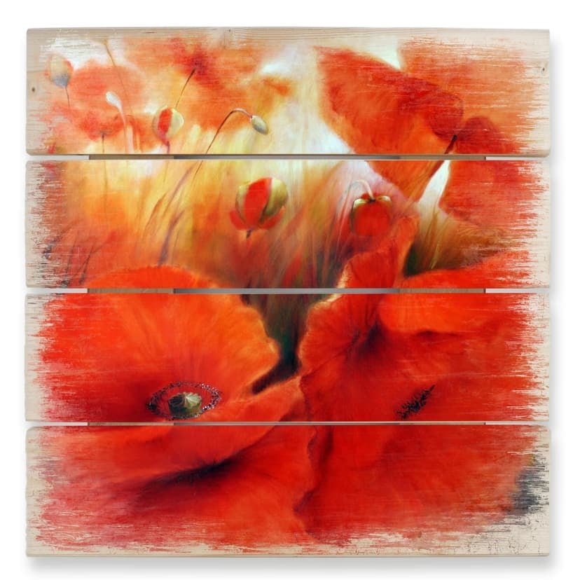 Cuadro de madera Schmucker - Amapola roja - 40x41,5 cm