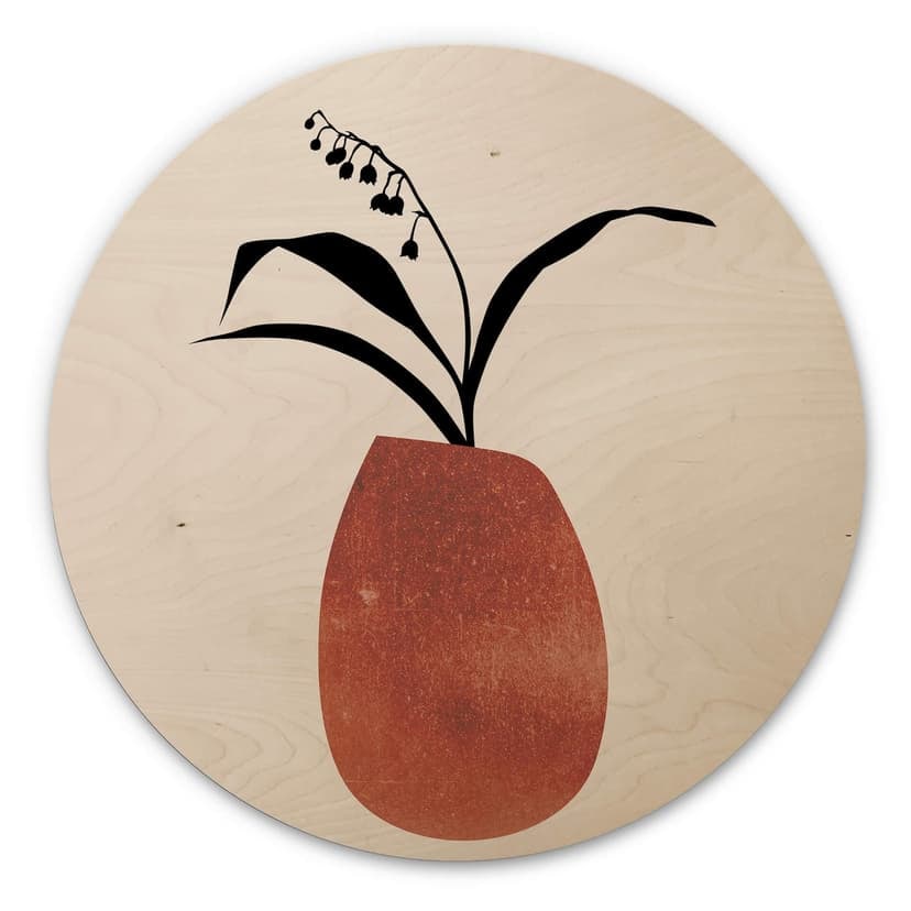 Cuadro de madera Kubistika - Flor de invierno - Redondo