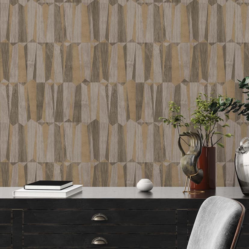 Papel pintado no tejido símil madera marrón - papel pintado diseño madera dormitorio cocina