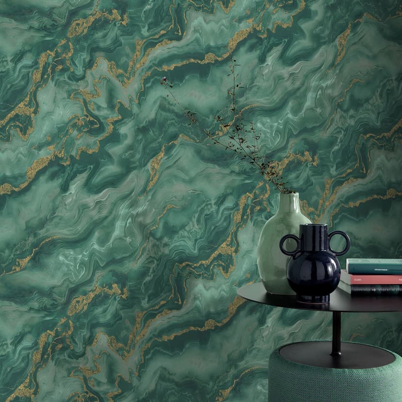 Papel pintado no tejido HECHIZO MÍSTICO Elle Decoration 4, petróleo