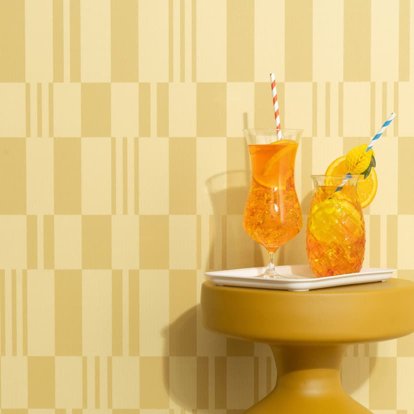 Papel pintado no tejido, papel pintado gráfico La Terrasse amarillo