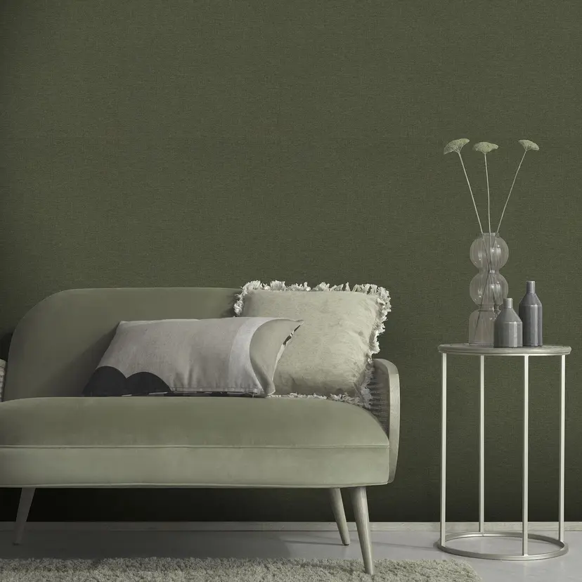 Papel pintado no tejido, papel pintado uni Secret Garden verde oscuro
