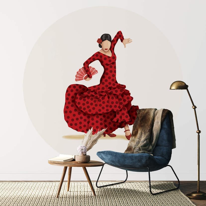 Tohmé - Flamenco - Fotomural redondo - Papel pintado autoadhesivo/no tejido