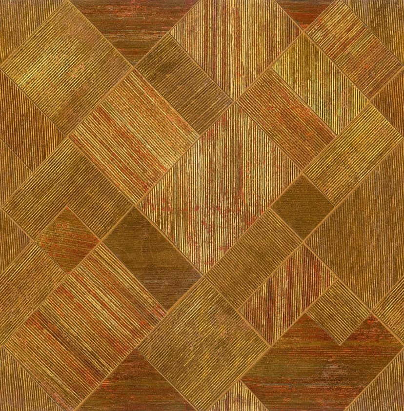 Fotomural Geometric stripe pattern in gold and olive with textile texture 2.7 x 2.65 m