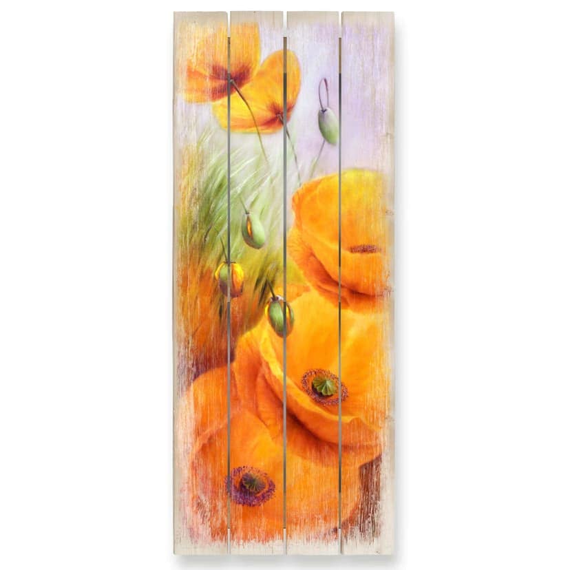 Holzbild Schmucker - Mohn im Feld - 40x100 cm