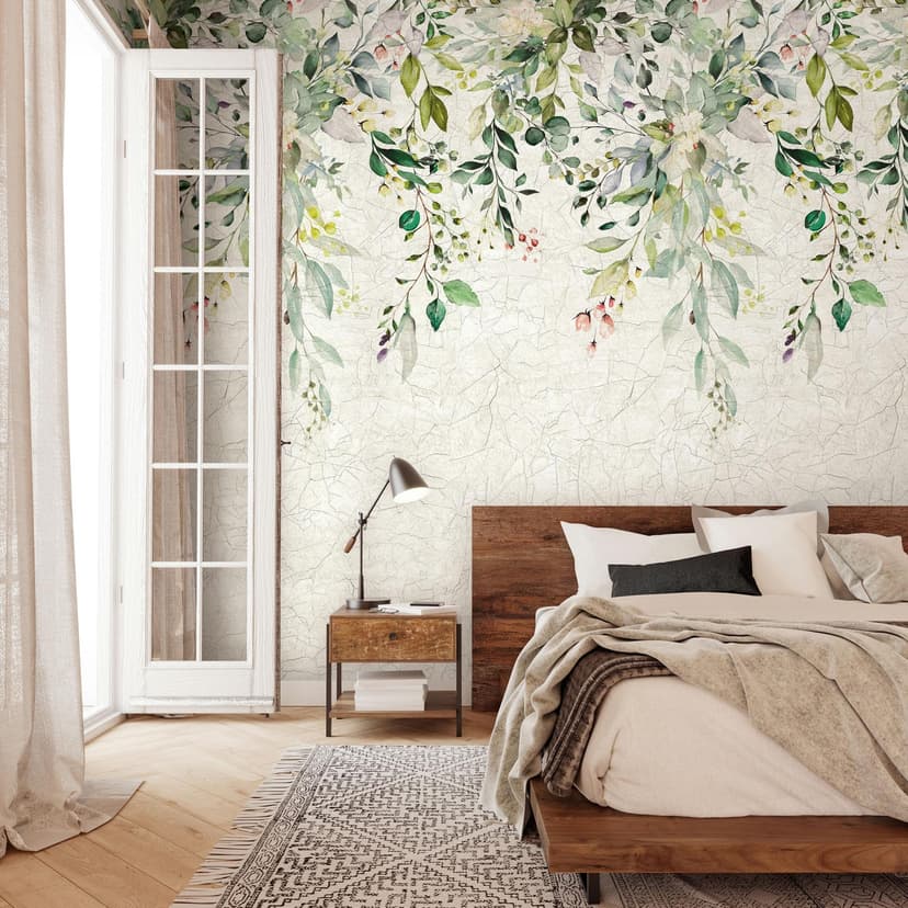Papel pintado floral flores, hojas Papel pintado no tejido naturaleza mate en beige 2,70 x 1,59 m