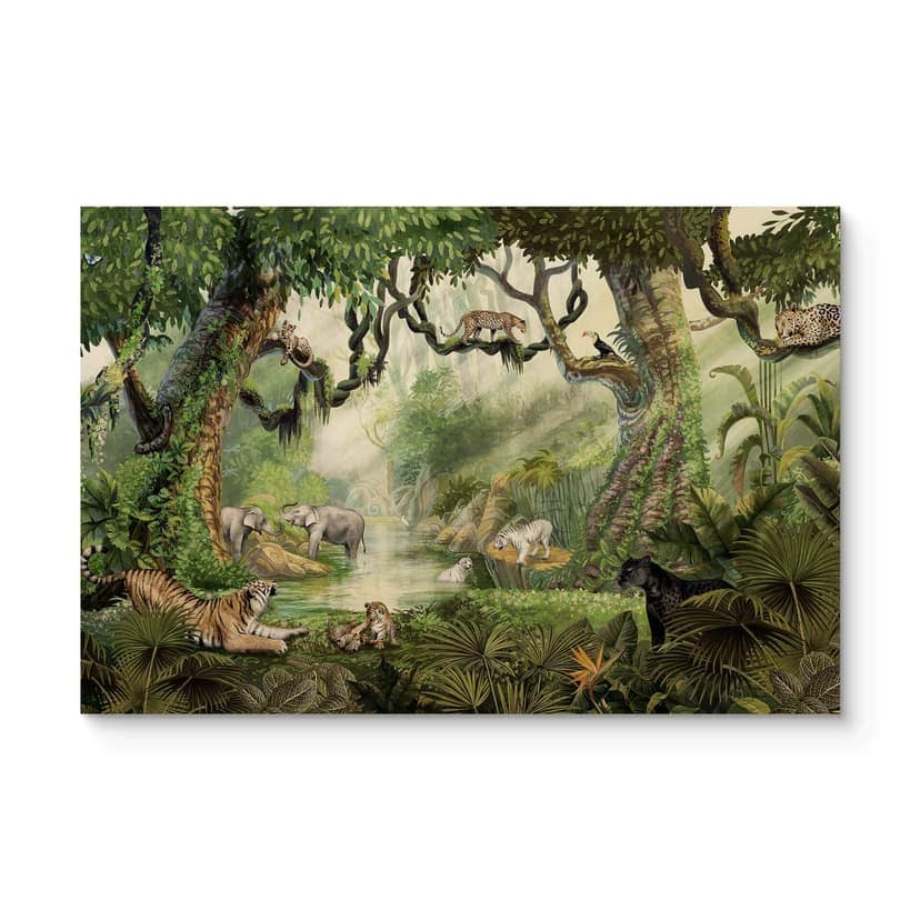 Cuadro de madera para habitación infantil Kikki Belle - Gatos de la selva