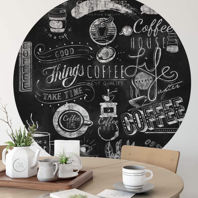 Fotomural Mundo del café - Redondo - Papel pintado autoadhesivo/no tejido