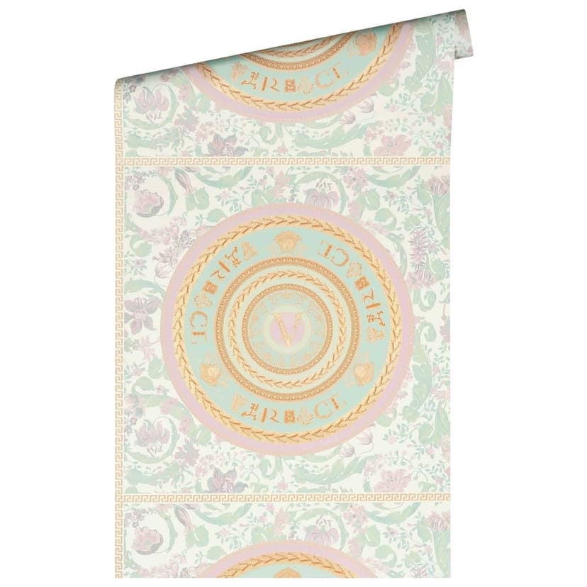 Papel pintado Versace Home flores de diseño Papel pintado no tejido de lujo con motivo floral rosa menta