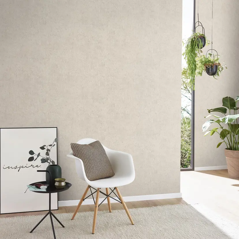 Papel pintado no tejido aspecto hormigón colores lisos en topo