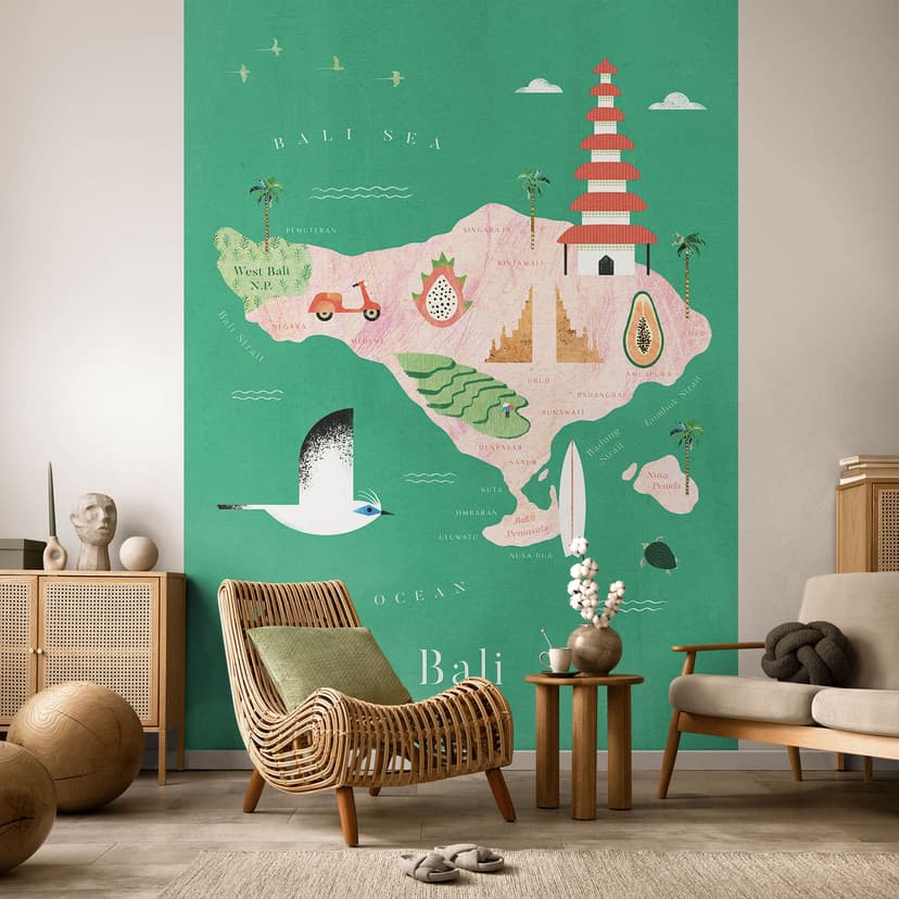 Fotomural mapa de Bali - Ríos
