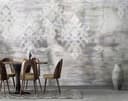 Fotomurale con motivo textura abstracta con Muestra ornamental en beige grisáceo 2,7 x 2,12 m