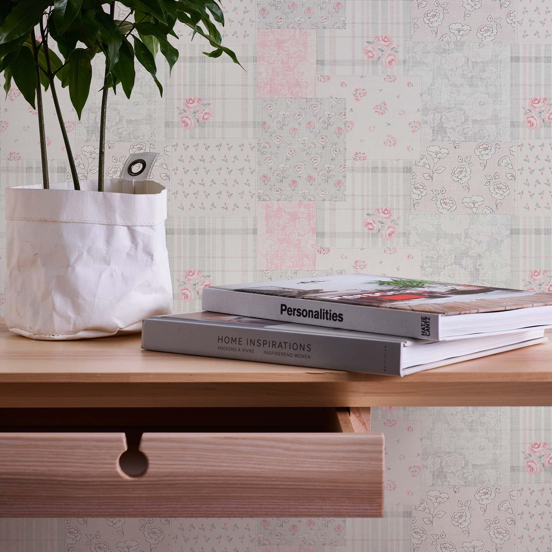 Papel pintado Floral gris rojizo - papel pintado no tejido Casa de campo A.S. Création - mate y ligeramente texturado