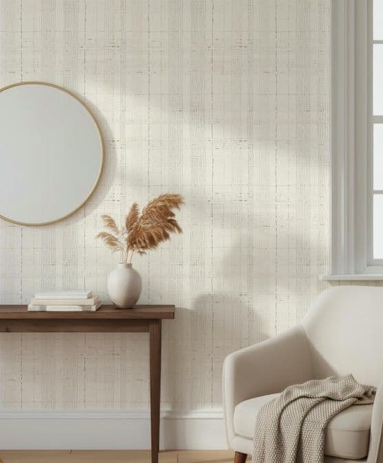 Papel pintado no tejido rayas moderno en beige