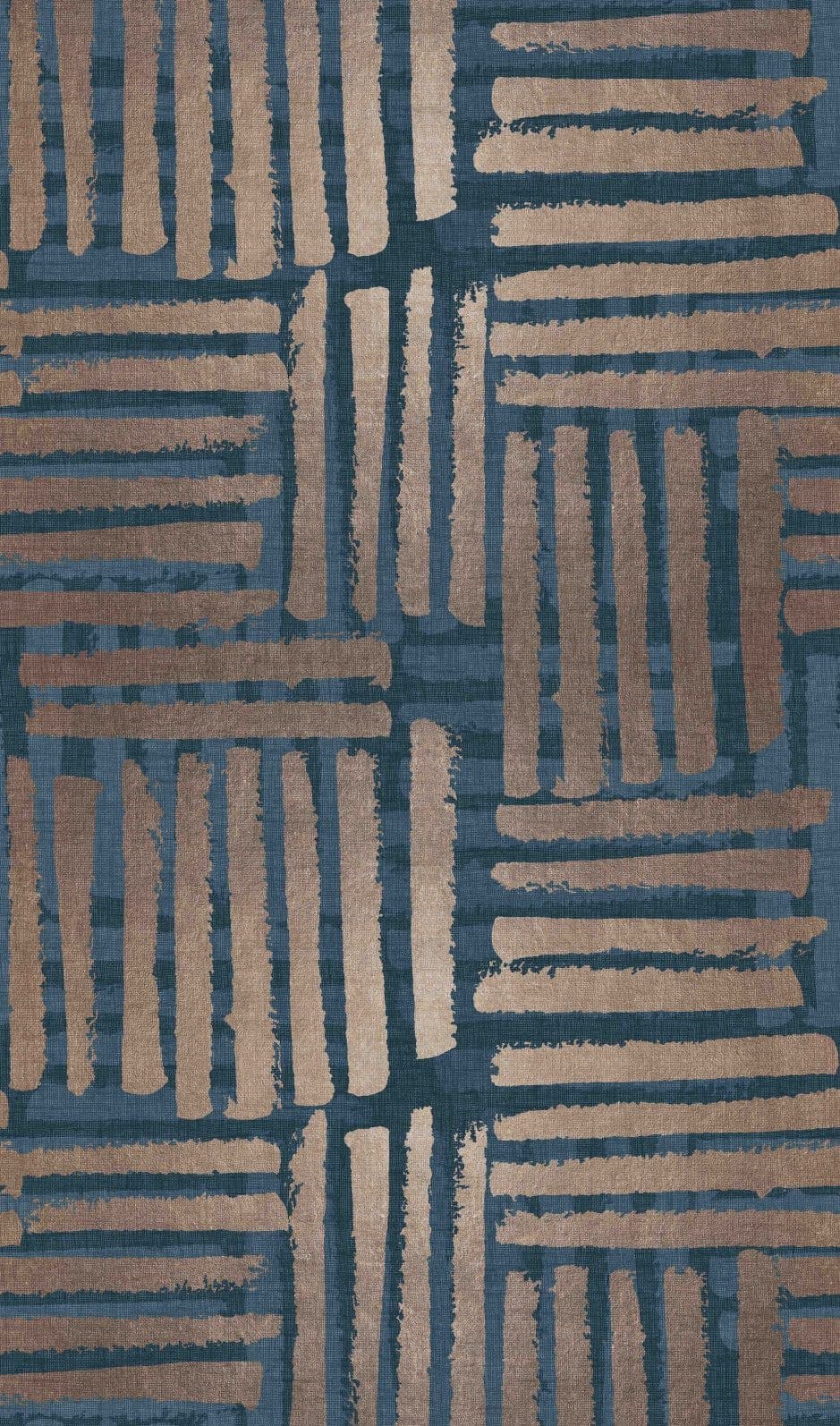 Fotomurale Graphic stripe pattern in blue and beige with texture 2.7 x 1.59 m