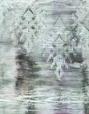 Fotomural Bosque nuboso brillante en gris con abedules y estructura abstracta 3,4 x 2,65 m