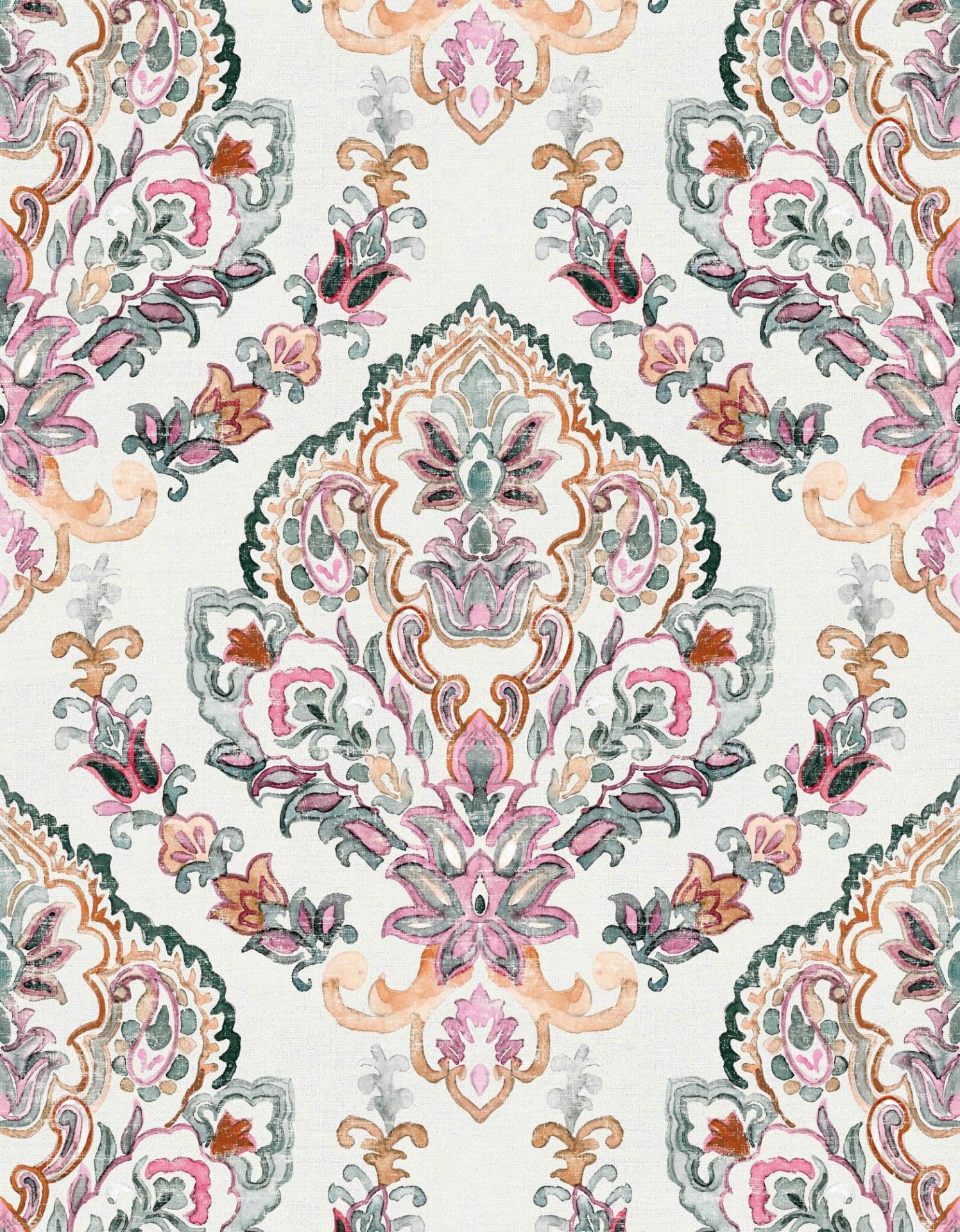 Fotomurale con motivo boho en pastel con medallón floral 3,4 x 2,65 m