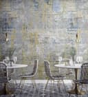 Fotomurale Textura mural abstracta en azul grisáceo con acentos dorados en Used 2,7 x 2,12 m