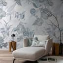 Fotomural flores, hojas naturaleza floral, moderno en gris