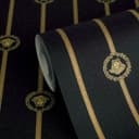 Versace Papel pintado no tejido I Love Baroque stripes Medusa negro oro lujoso